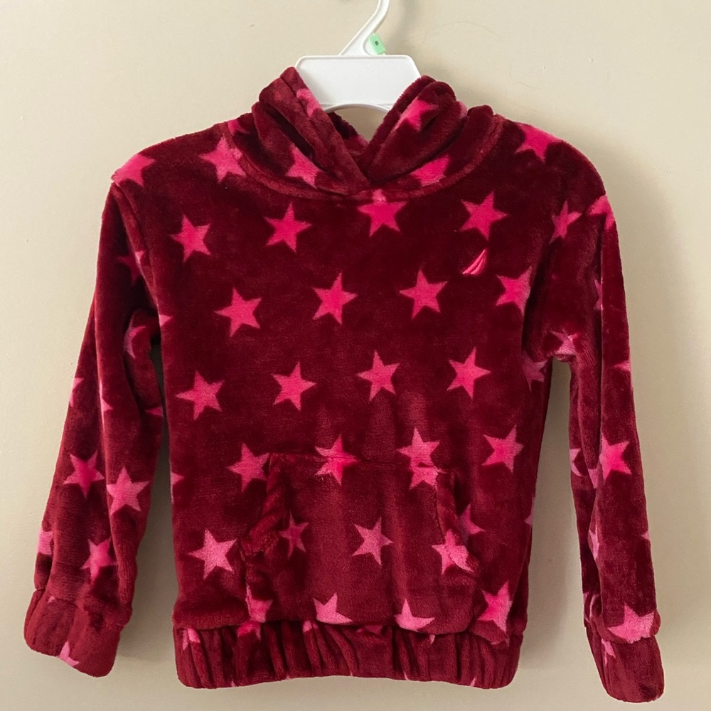 Nautica Red Star Pattern Kids Hoodie Sz 6